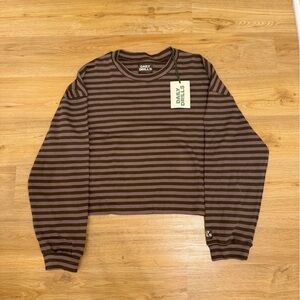 Daily Drills Chocolate Brown Striped Tee